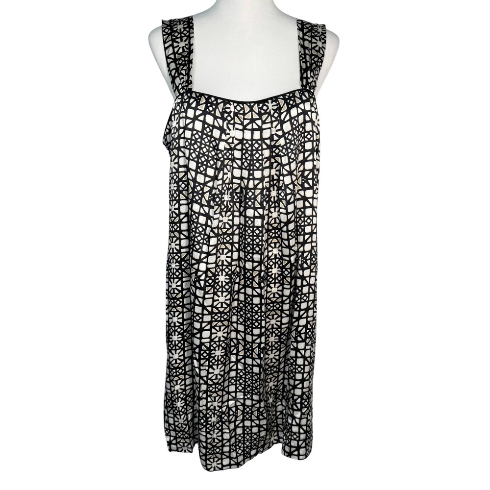 WHITE HOUSE BLACK MARKET NWT Women's 12 100% Silk Geometric Print Midi Dress‎